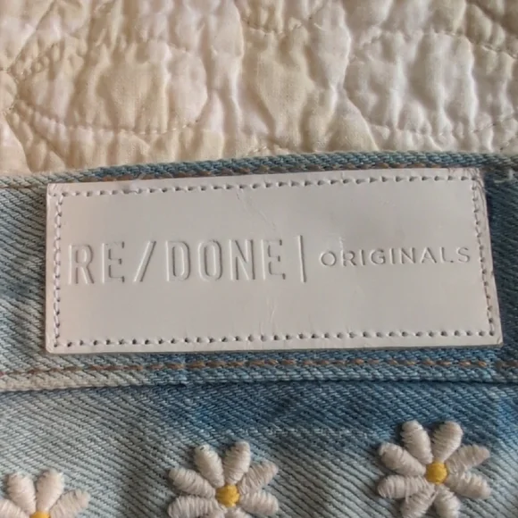Re/Done Light Blue Jean Shorts with Patches - Picture 5 of 5